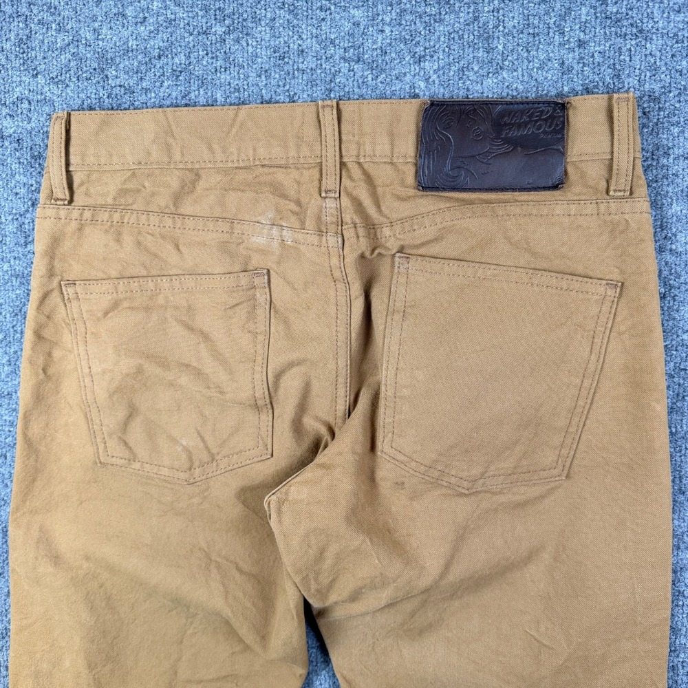 Naked & Famous Pants Mens 32x30 Brown Selvedge Duck Canvas Skinny Guy Chino - Picture 6 of 14